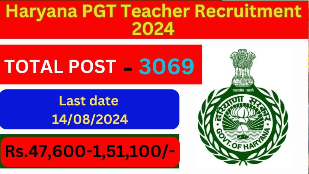 Haryana PGT Teacher Recruitment 2024